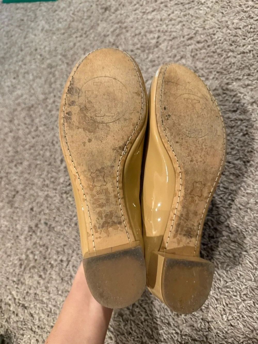 Tory Burch Block Heel Ballet Shoes Glossy , size 8